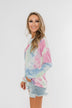 Tie Dye Cowl Neck Top- Pink, Blue, Mint