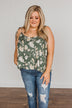 Gardens Of Roses Floral Tank Top- Dusty Olive