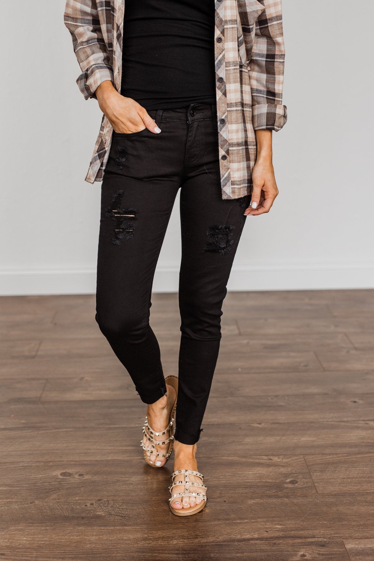 KanCan Low-Rise Distressed Jeans- Madison Wash