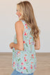 Eye Catching Beauty Floral Tank- Mint