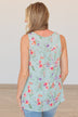 Eye Catching Beauty Floral Tank- Mint