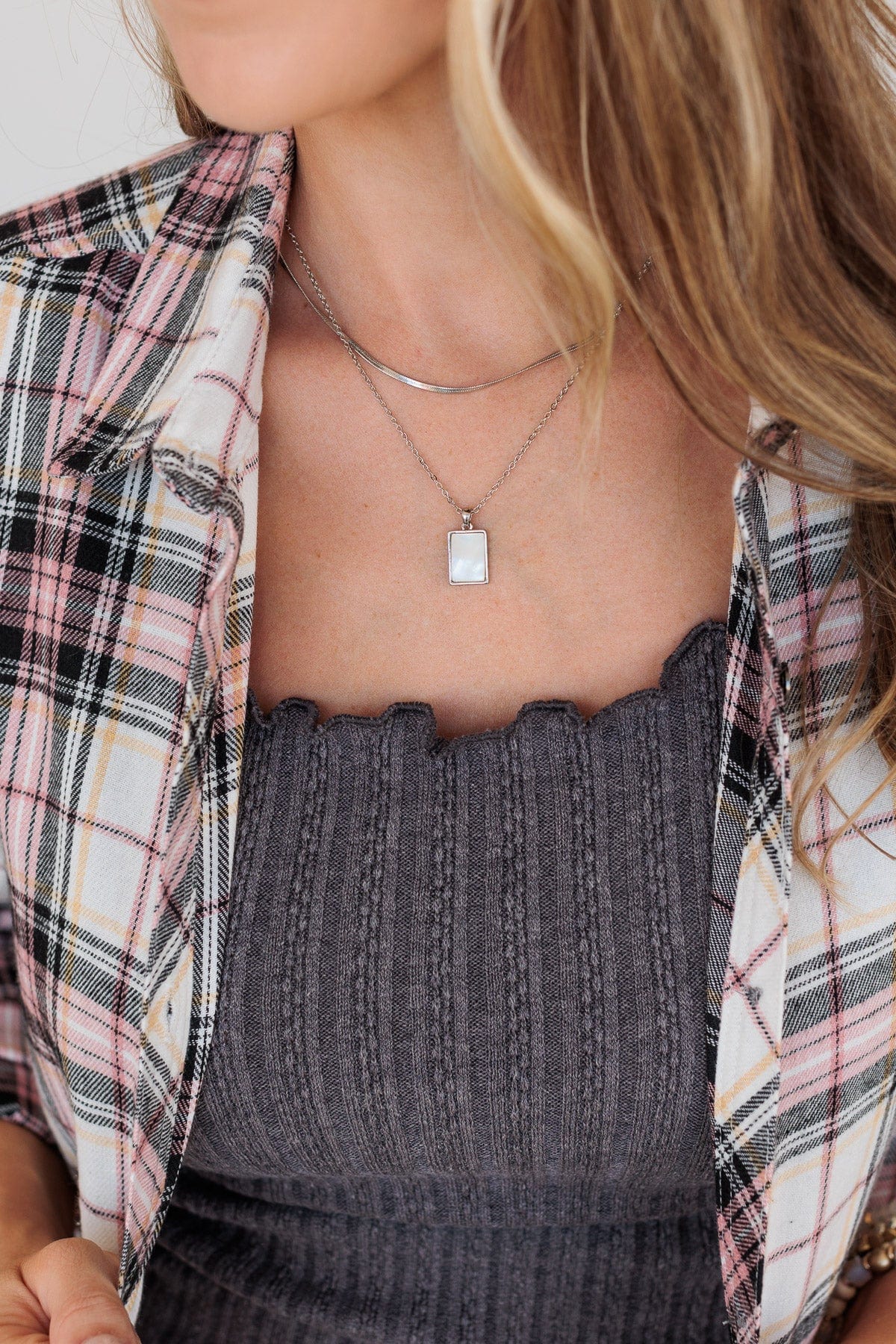 Longing Gazes Pendant Necklace- Silver