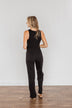 Good Times Are Coming Ribbed Knit Jumpsuit- Black