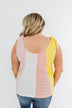 Once Again Color Block Tank Top- Pink, Off White, & Yellow