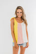 Once Again Color Block Tank Top- Pink, Off White, & Yellow