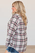 Lovely Seeing You Button Down Flannel- Ivory & Pink