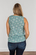Sealed With A Kiss Floral Button Tank Top- Dusty Jade