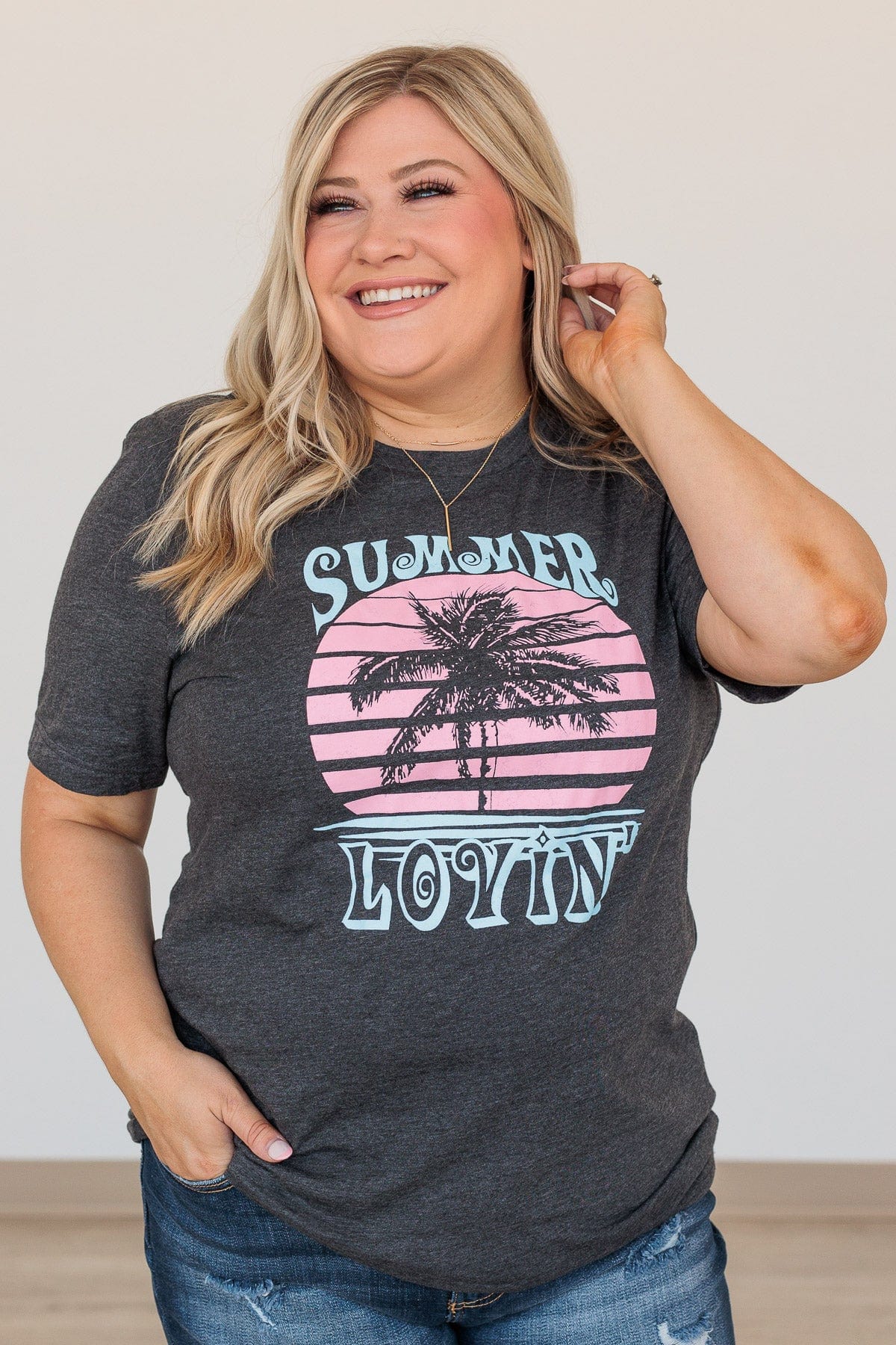 "Summer Lovin" Graphic Tee- Dark Charcoal
