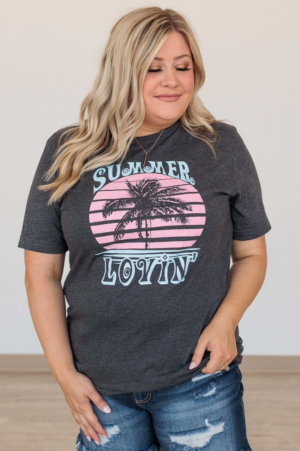 "Summer Lovin" Graphic Tee- Dark Charcoal