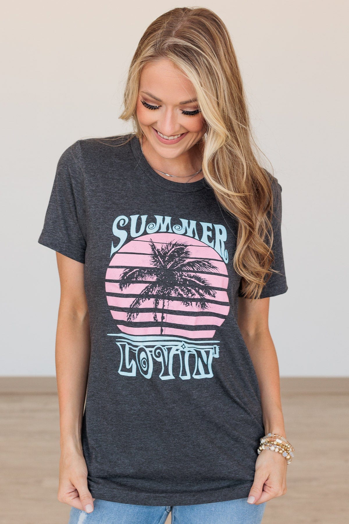 "Summer Lovin" Graphic Tee- Dark Charcoal