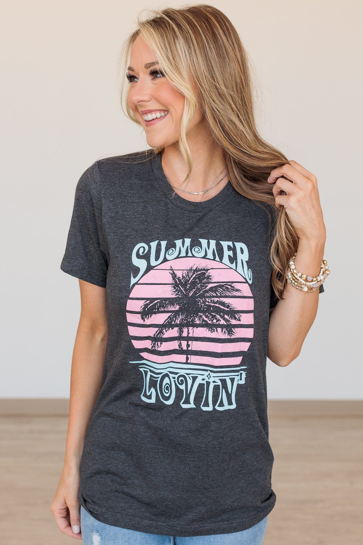 "Summer Lovin" Graphic Tee- Dark Charcoal