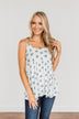 Follow The Flowers Knit Tank Top- Off-White & Blue