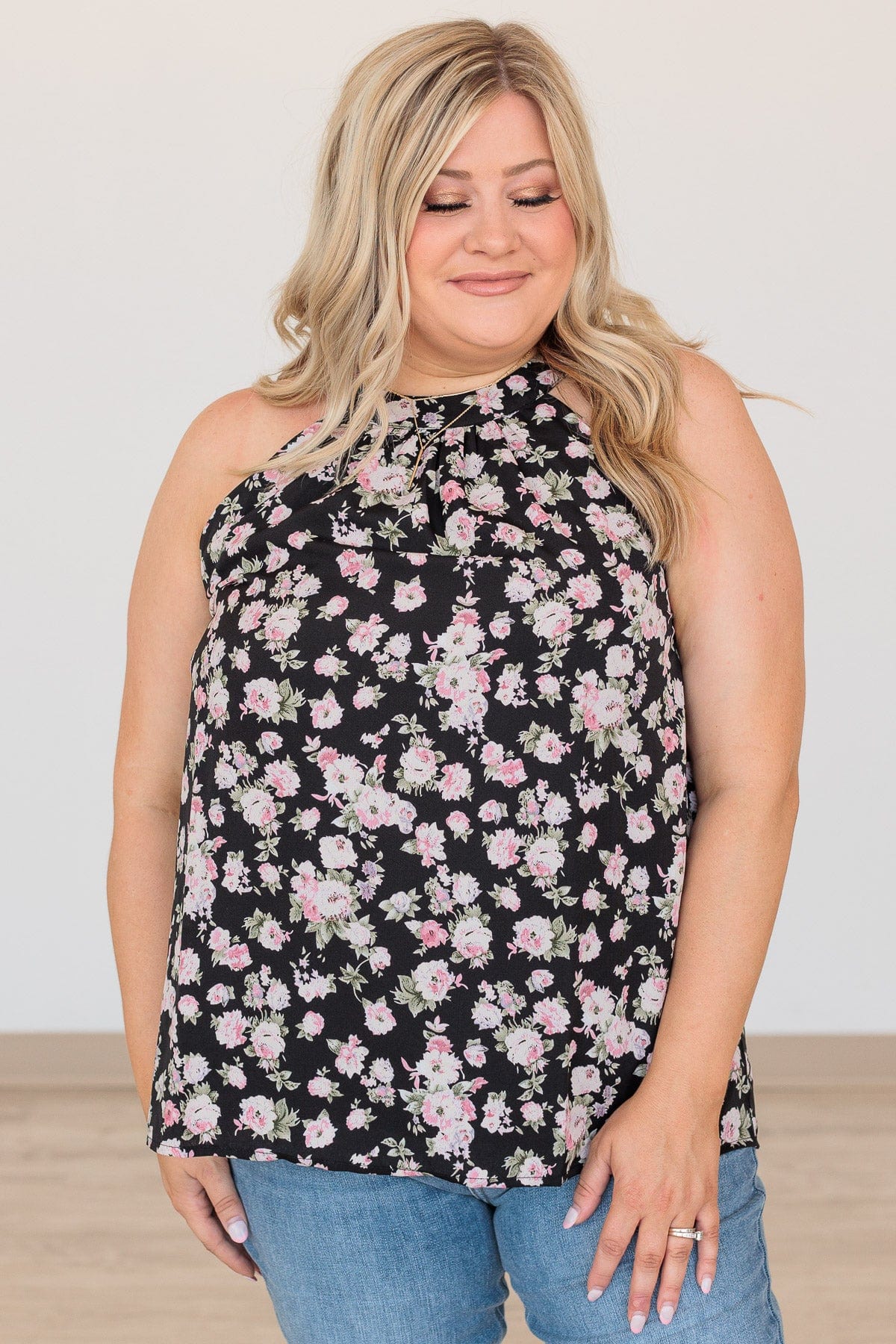 Go Back In Time Sleeveless Blouse- Black