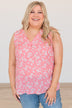 Reach For The Sky Floral V-Neck Tank- Pink