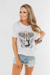 "Rock N Roll" Leopard Graphic Top- Off White