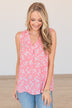 Reach For The Sky Floral V-Neck Tank- Pink