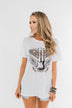 "Rock N Roll" Leopard Graphic Top- Off White
