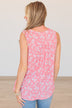 Reach For The Sky Floral V-Neck Tank- Pink