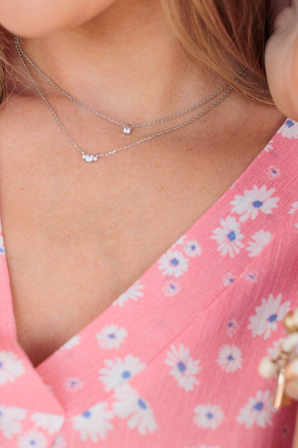 Can't Resist Me 2 Tier Necklace- Silver