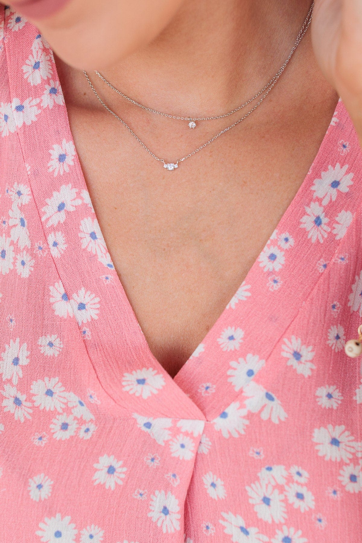 Can't Resist Me 2 Tier Necklace- Silver