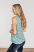 Sealed With A Kiss Floral Button Tank Top- Dusty Jade
