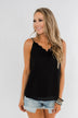 Casual Chic Lace Shift Tank Top- Black