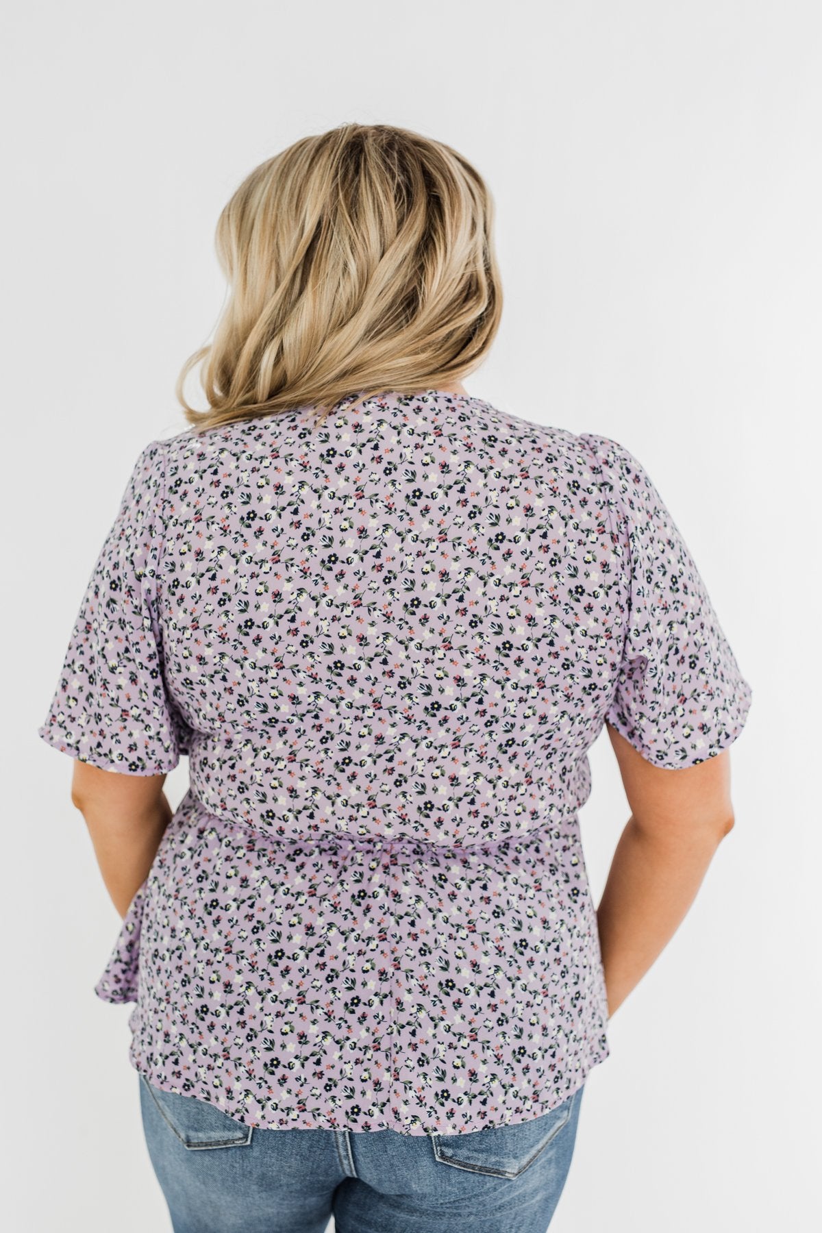 Grace Finds Me Floral Wrap Blouse- Lavender