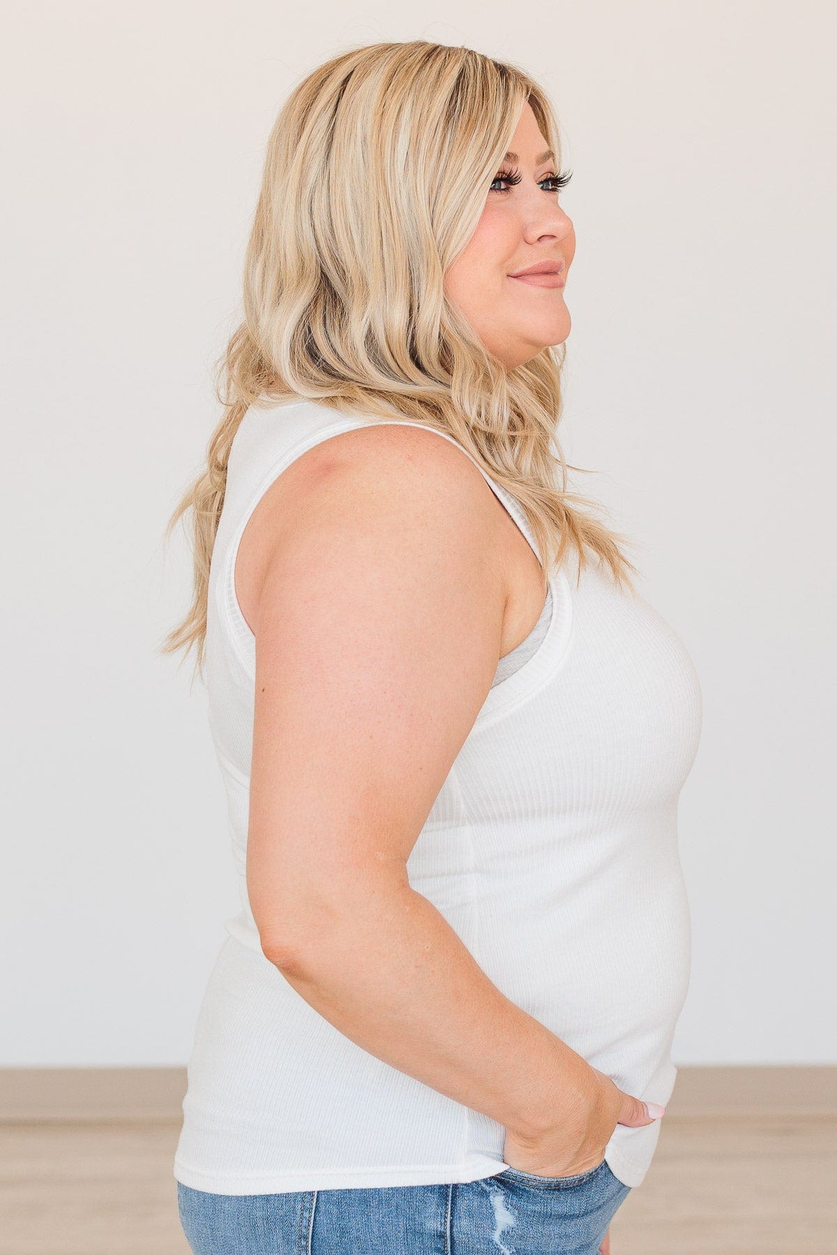Thread & Supply Kiss Me Hard Ribbed Top- Off White