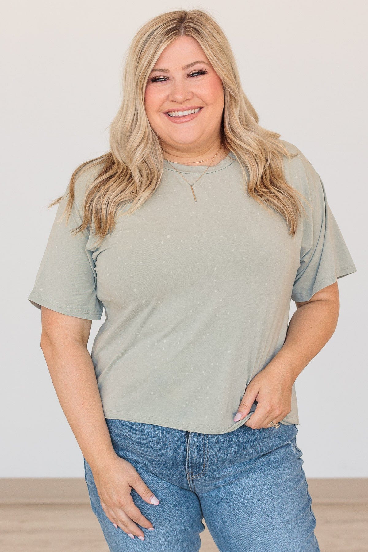 Thread & Supply One For All Speckled Top- Dusty Sage