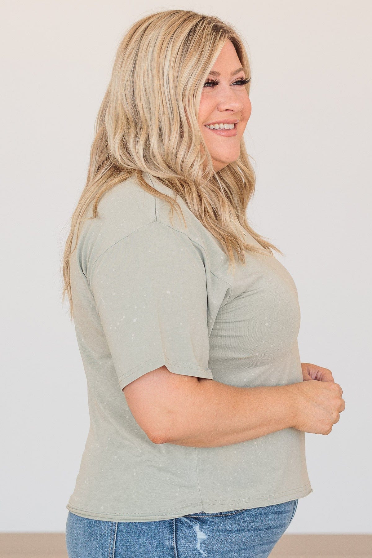 Thread & Supply One For All Speckled Top- Dusty Sage