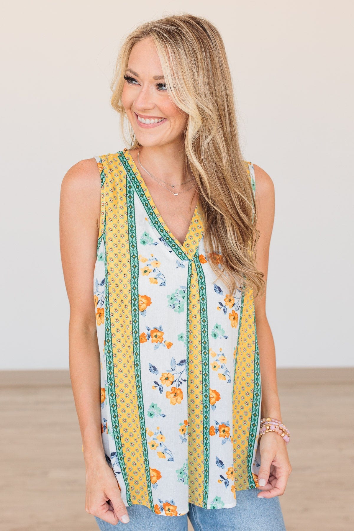Wanting The World V-Neck Top- Ivory