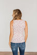 Everlasting Moments Floral Zipper Henley Tank Top- Ivory