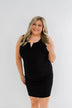 Moonlight Drive Notch Bodycon Dress- Black