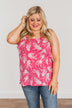 Ticket To Paradise Floral Print Tank Top- Fuchsia