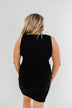 Moonlight Drive Notch Bodycon Dress- Black