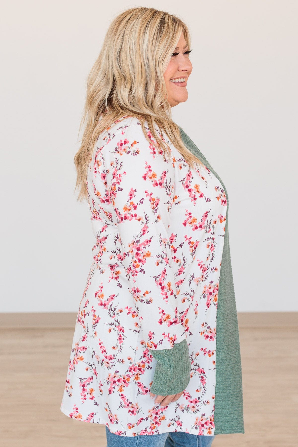 Soft For The Soul Floral Cardigan- Ivory & Sage