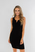 Moonlight Drive Notch Bodycon Dress- Black