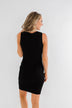 Moonlight Drive Notch Bodycon Dress- Black