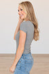 Be Your Authentic Self Ribbed Bodysuit- Slate Gray