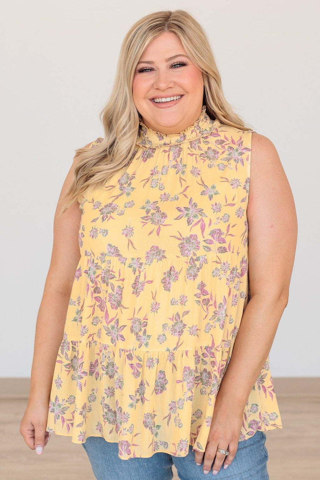 Better Every Time High-Neck Blouse- Yellow