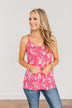 Ticket To Paradise Floral Print Tank Top- Fuchsia