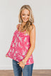 Ticket To Paradise Floral Print Tank Top- Fuchsia