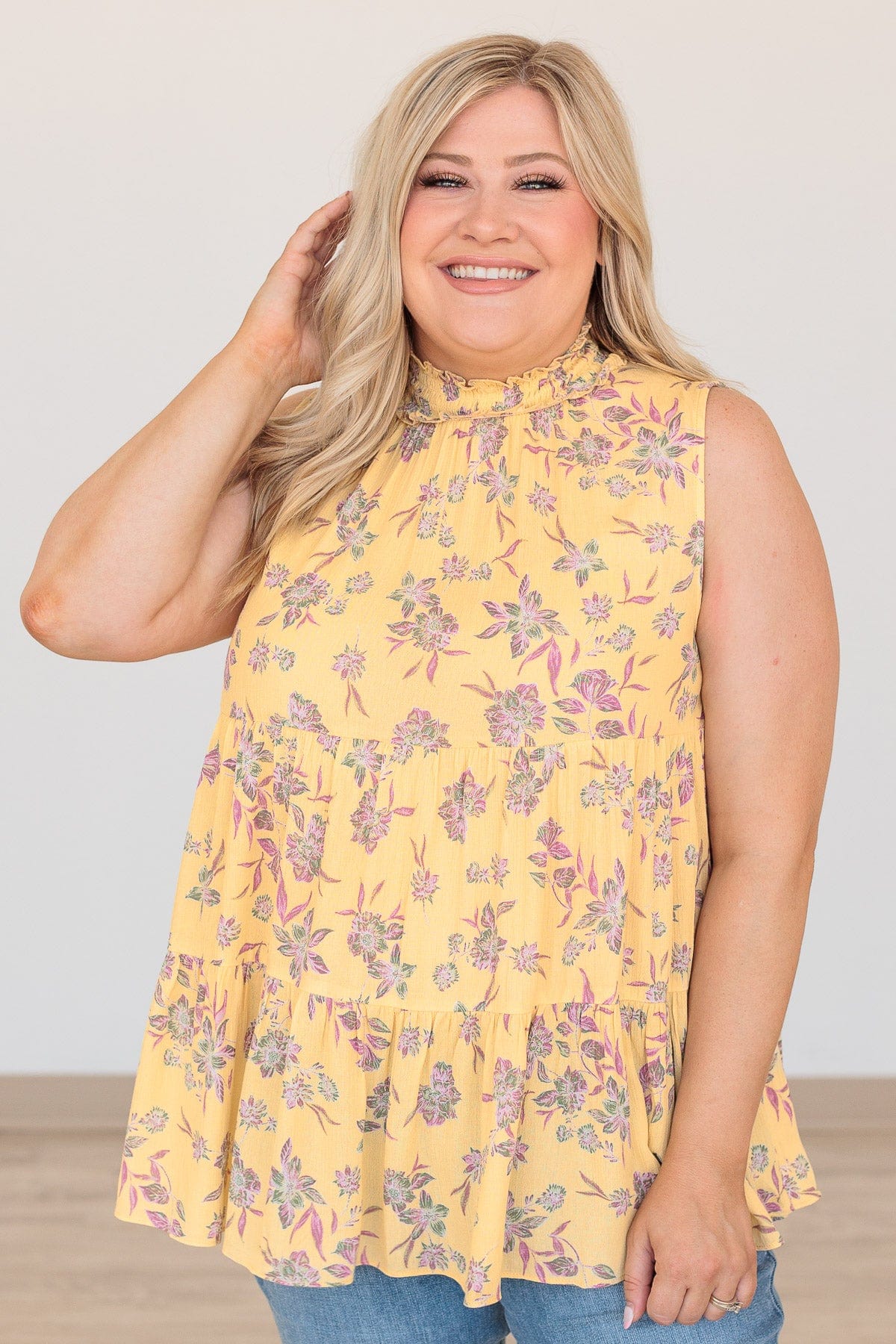 Better Every Time High-Neck Blouse- Yellow