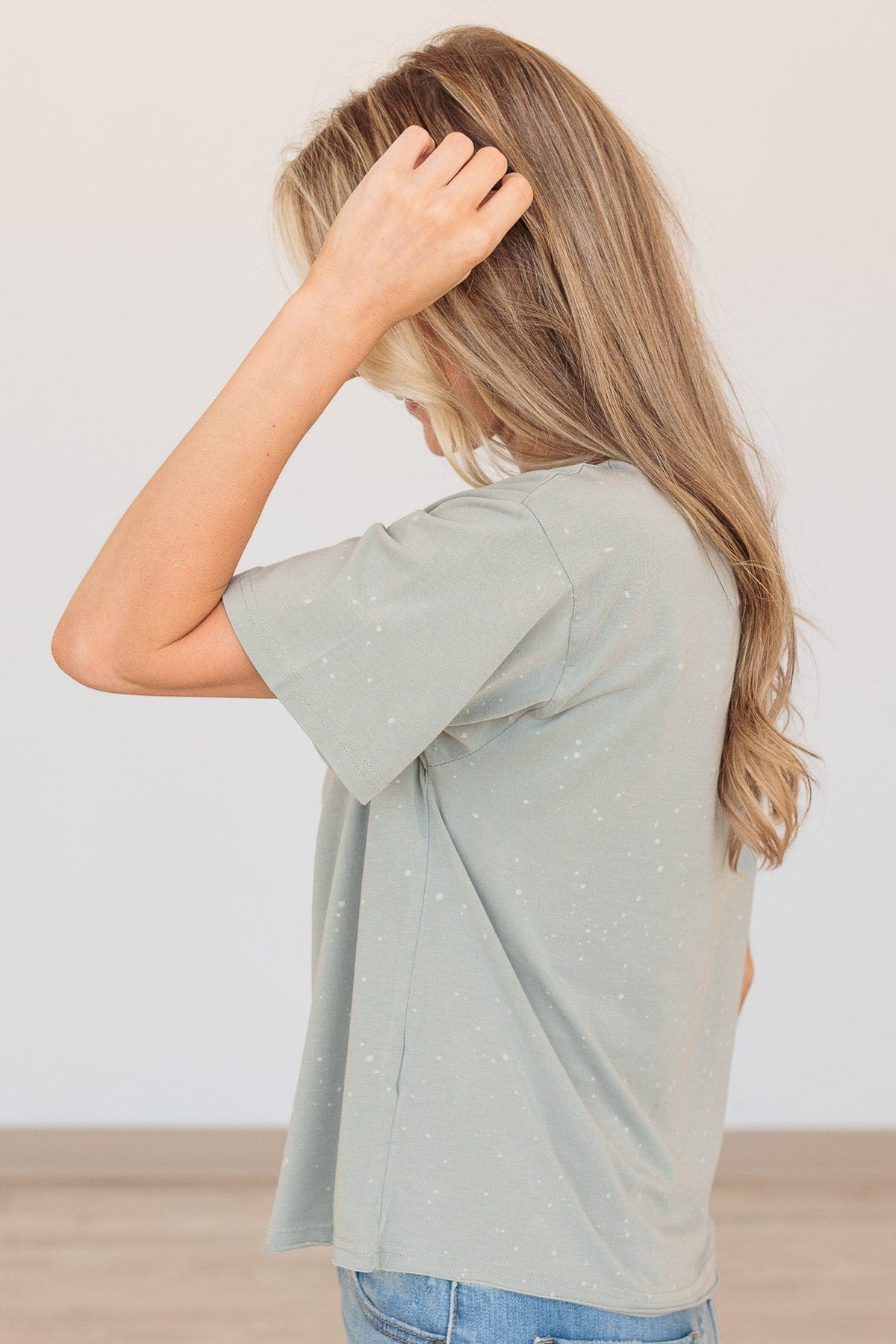 Thread & Supply One For All Speckled Top- Dusty Sage
