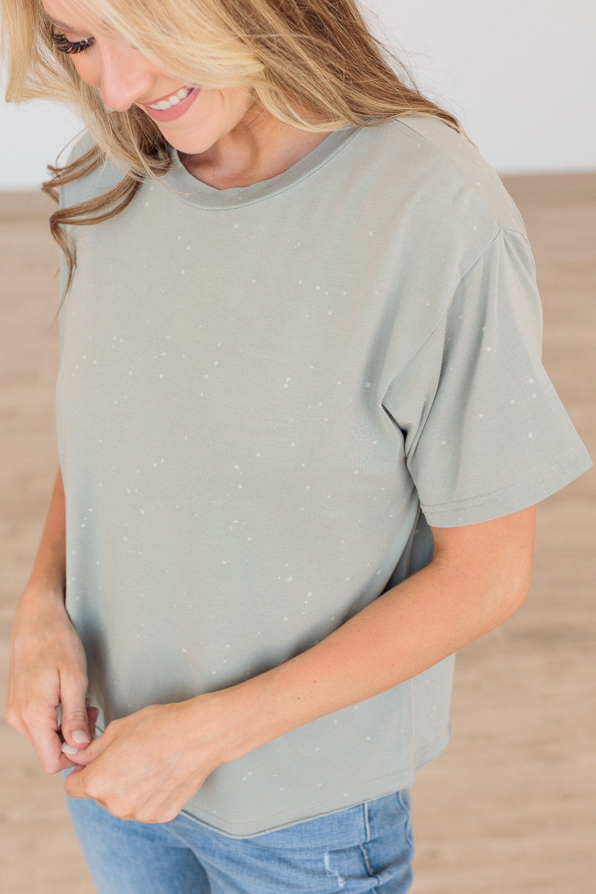 Thread & Supply One For All Speckled Top- Dusty Sage