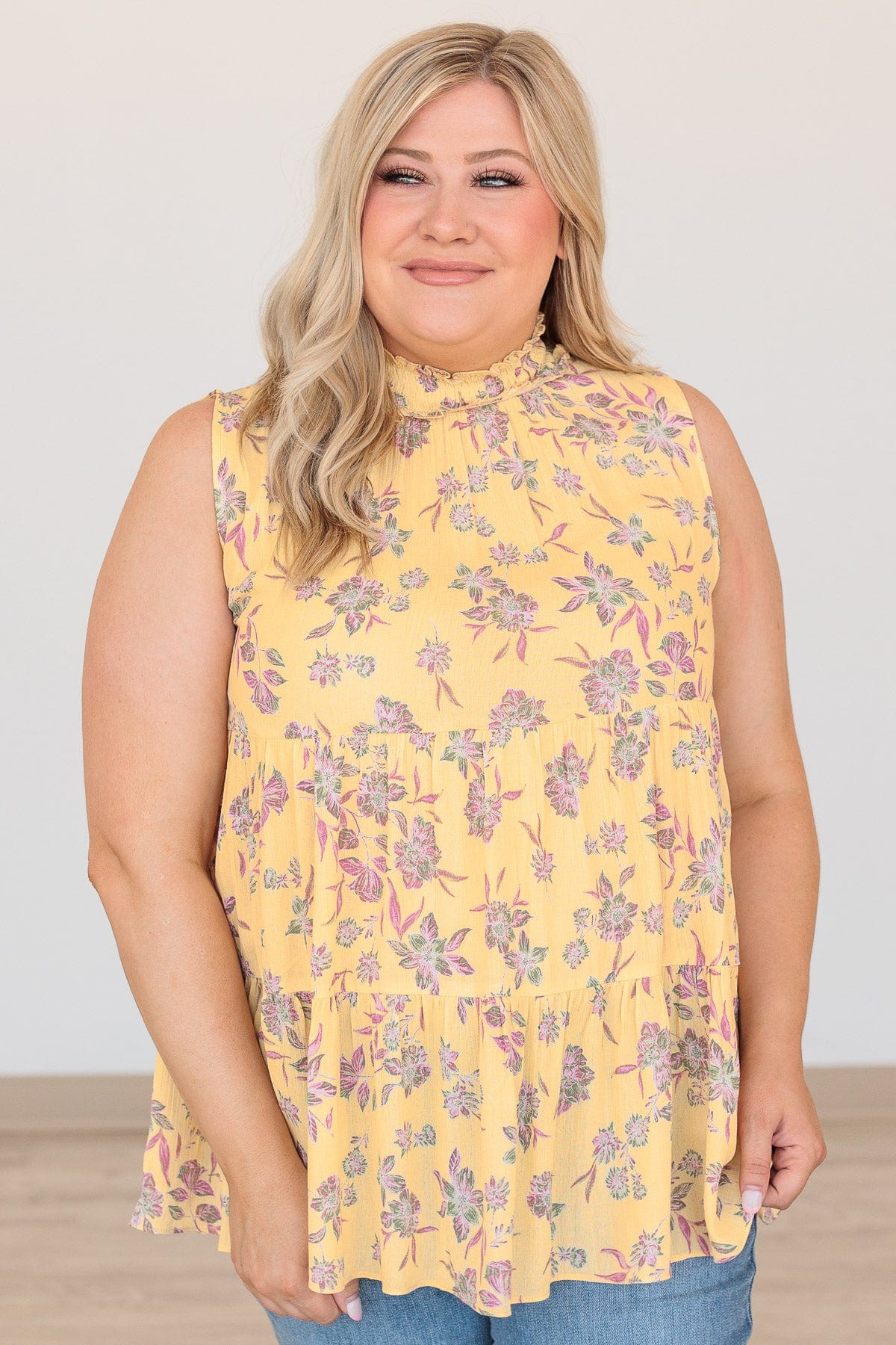 Better Every Time High-Neck Blouse- Yellow