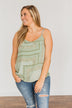 Divine Darling Paisley Print Tank Top- Sage