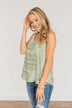 Divine Darling Paisley Print Tank Top- Sage