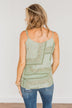 Divine Darling Paisley Print Tank Top- Sage