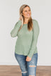 Better Than Ever Long Sleeve Knit Top- Sage